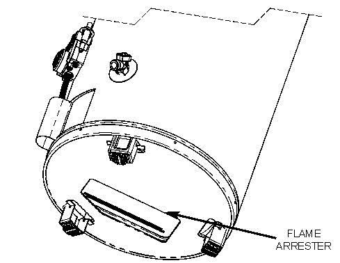 diagram of where to find the flame arrestor on a gas water heater